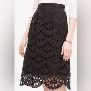 Ann Taylor Black Eyelet A-Line Skirt